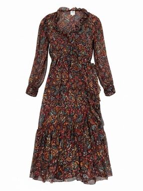 MISA Los Angeles Charlotte Maxi Dress Size L Multicolor Ruffle